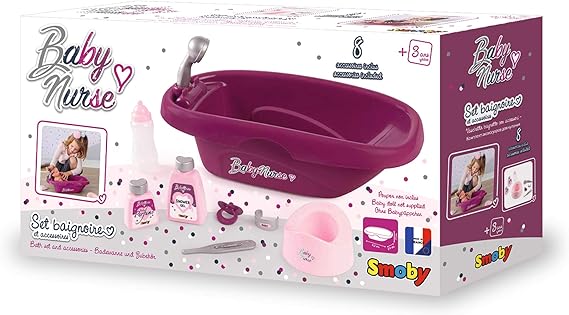 Baby Nurse - Set Baignoire et Accessoires - pour Poupons et Poupées - 8 Accessoires Inclus - 220359