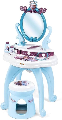 La Reine des Neiges - Coiffeuse 2 en 1 - Tabouret + 10 Accessoires Inclus Dés 3 ans